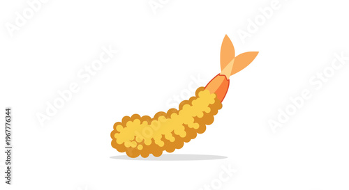 Crispy Fried Shrimp Tempura Isolated on White Background, Japanese Cuisine