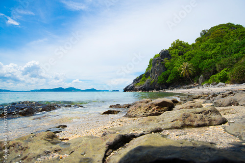 Tropical beach at sunny day, Thailand. Nature background.