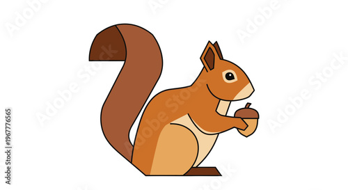 Cute Cartoon Squirrel Holding Acorn, Whimsical Animal Illustration