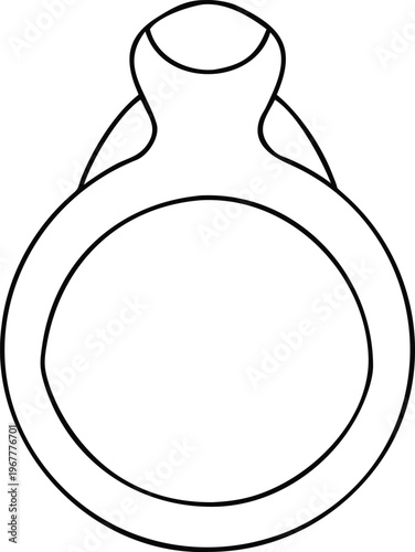 Elegant outline drawing of a classic solitaire ring featuring a smooth band and a simple diamond setting