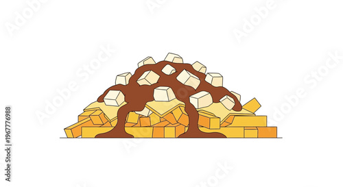 Delicious Poutine Illustration - French Fries, Cheese Curds, Gravy