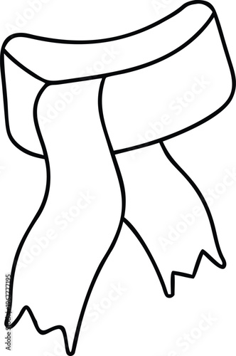 Elegant outline illustration of a casually draped fashion scarf, suitable for modern apparel designs