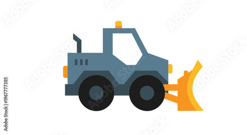 Flat Design Snowplow Vehicle Icon - Winter Maintenance Machine