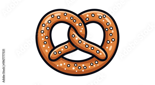 Freshly Baked Pretzel with Salt Sprinkles - Isolated on White Background