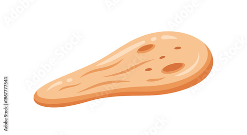 Freshly Baked Naan Bread, Indian Flatbread, Isolated on White Background