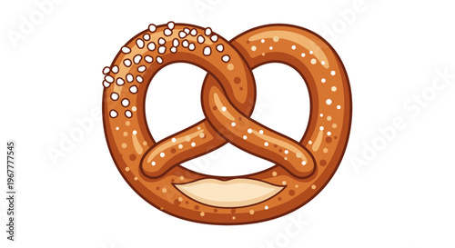 Freshly Baked Pretzel with Salt Sprinkles, Isolated on White Background