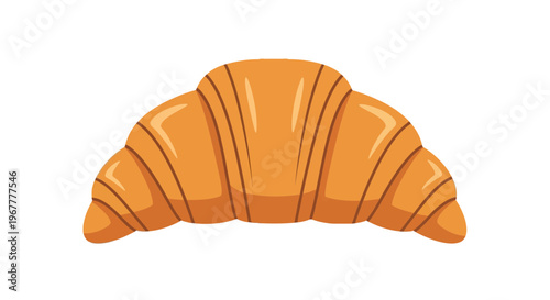 Freshly Baked Golden Croissant Pastry Isolated on White Background