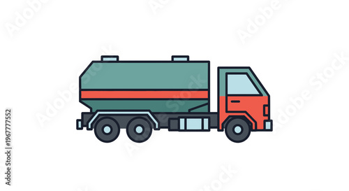 Fuel Tanker Truck Illustration - Simple Vector Art