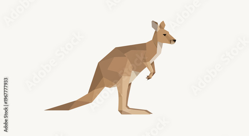 Geometric Kangaroo Illustration - Minimalist Australian Animal Art