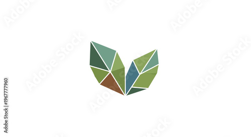 Geometric Leaf Logo Design, Abstract Nature Symbol, Eco-friendly Concept, Minimalist Art