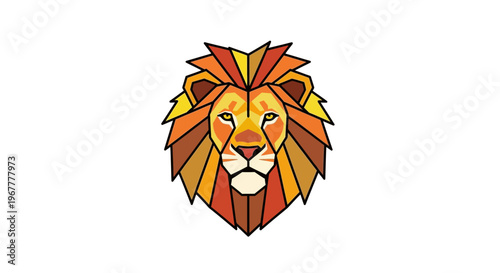 Geometric Lion Head Logo - Polygonal Abstract Animal Art