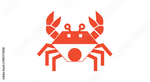 Geometric Orange Crab Icon Vector Illustration on White Background