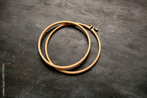 Wooden embroidery hoops on ...