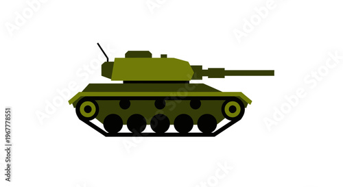 Green Military Tank Illustration - Army Vehicle Graphic