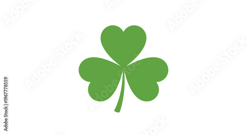 Green Shamrock Symbol, Lucky Clover, St. Patrick's Day Icon, Simple Vector Illustration