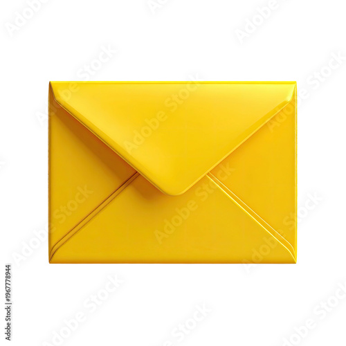 Glossy yellow envelope design for email marketing and postal service in vector style graphic isolated on dark background for messaging concept
