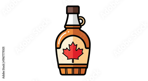Maple Syrup Bottle with Canadian Maple Leaf Symbol, Isolated