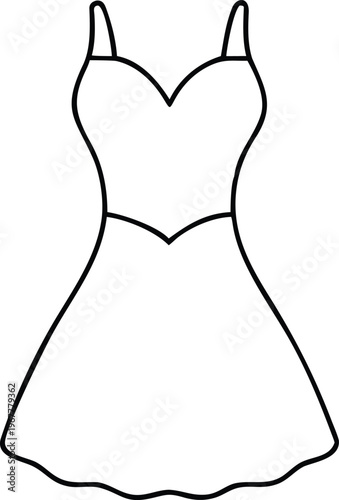 Elegant Strappy Dress Outline with Sweetheart Neckline and Gently Flared Skirt Style