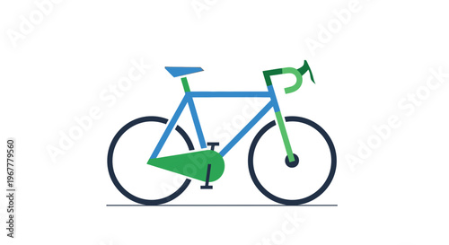 Modern Blue and Green Bicycle Illustration - Clean Design