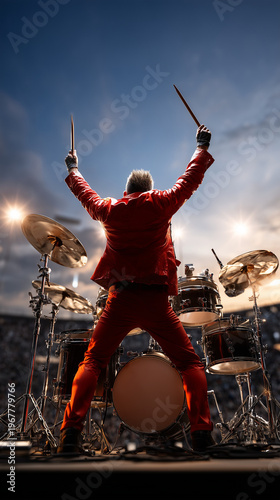 Rhythmic Triumph: A drummer...