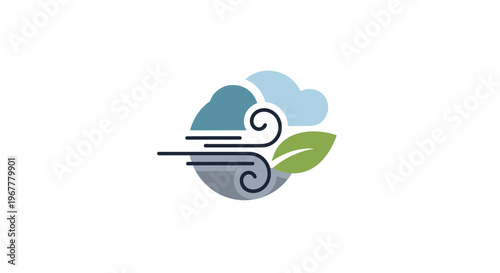 Nature's Breath: Wind, Clouds, and Leaf Icon