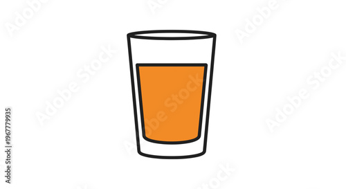 Orange Juice In Glass - Refreshing Drink, Simple Icon