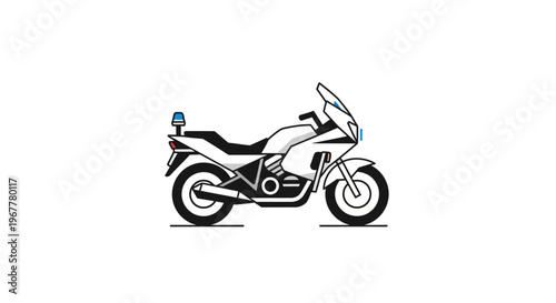 Police Motorcycle Icon - Vector Illustration