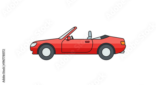 Red Convertible Sports Car Illustration - Open Top Vehicle Design