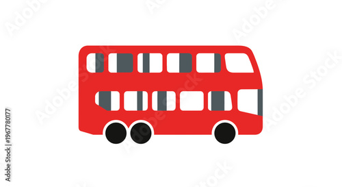 Red Double Decker Bus Icon, London Transport, Simple Vector Illustration