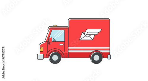 Red Delivery Truck with Flying Mail Emblem - Shipping and Logistics Icon