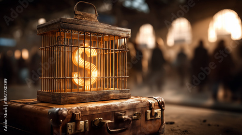 Caged Dollar Symbol: A stri...