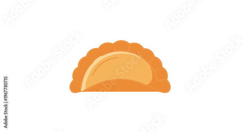 Stylized Pastel Empanada Icon on White Background, Baked Pastry Food Graphic