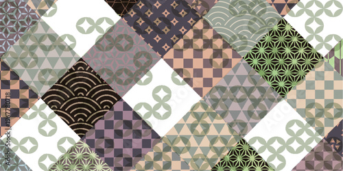 Elegant Japanese Traditional Pattern Mosaic Background Design