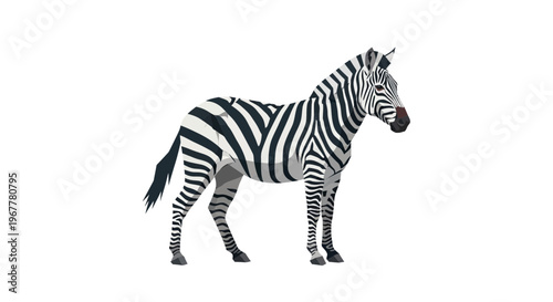 Stylized Zebra Illustration, Geometric Low Poly Design, Isolated on White Background