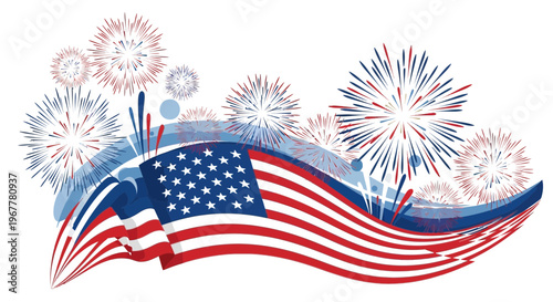 USA Flag Fireworks Celebration