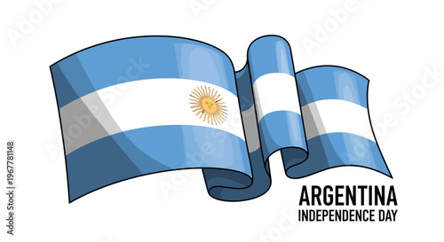 Waving Argentina Flag Illustration - Independence Day Celebration
