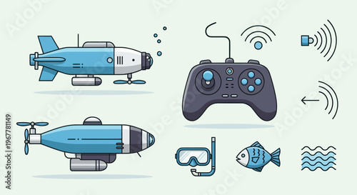 Underwater Exploration Gadgets: Remote Control Submarines, Drone, Snorkel Gear, Fish