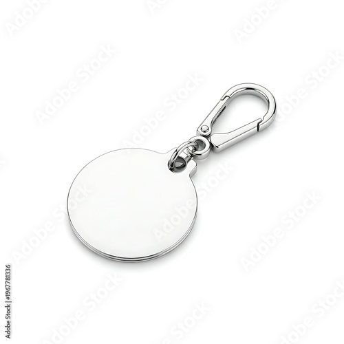 Metal round keychain with clasp isolated on white background