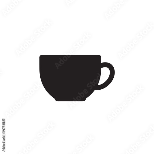 Coffee Cup Icon Flat Black Silhouette Minimal Logo White Background