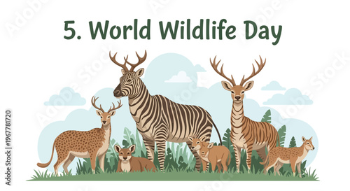 World Wildlife Day Celebration with Diverse Animals and Nature