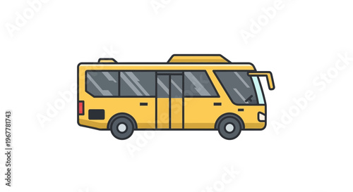 Yellow City Bus Illustration - Modern Public Transportation Vehicle
