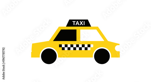 Yellow Taxi Cab Icon Vector Illustration