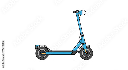 Blue Electric Scooter Illustration on White Background