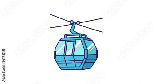 Blue Gondola Lift Cabin Hanging on Cables - Transportation Icon