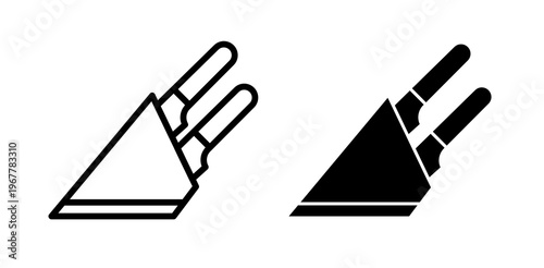 Kitchen knife block icons collection