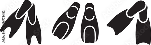 Set of Swimming Flippers Icons for Snorkeling and Scuba Diving Activities in Flat Vector Design