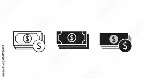 Money Stack Icons Set