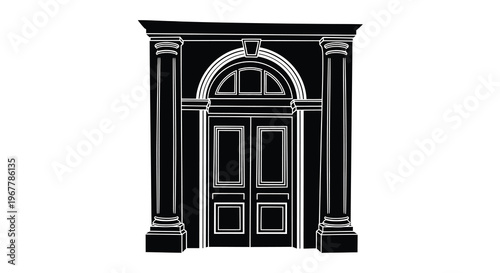 Elegant black and white architectural doorway with ornate detailing