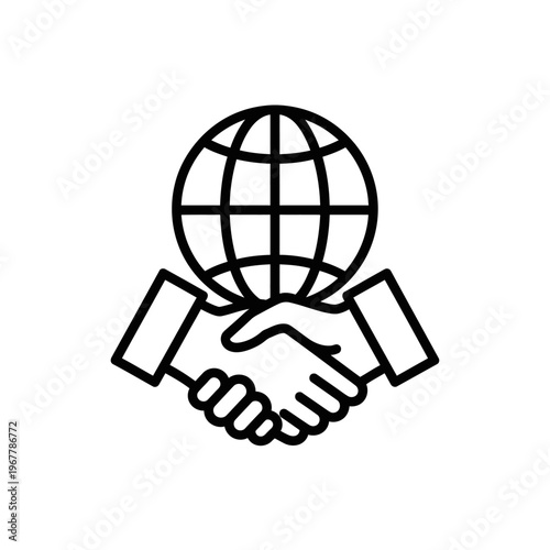 Global Business Partnership Icon Representing International Collaboration and Connectivity
