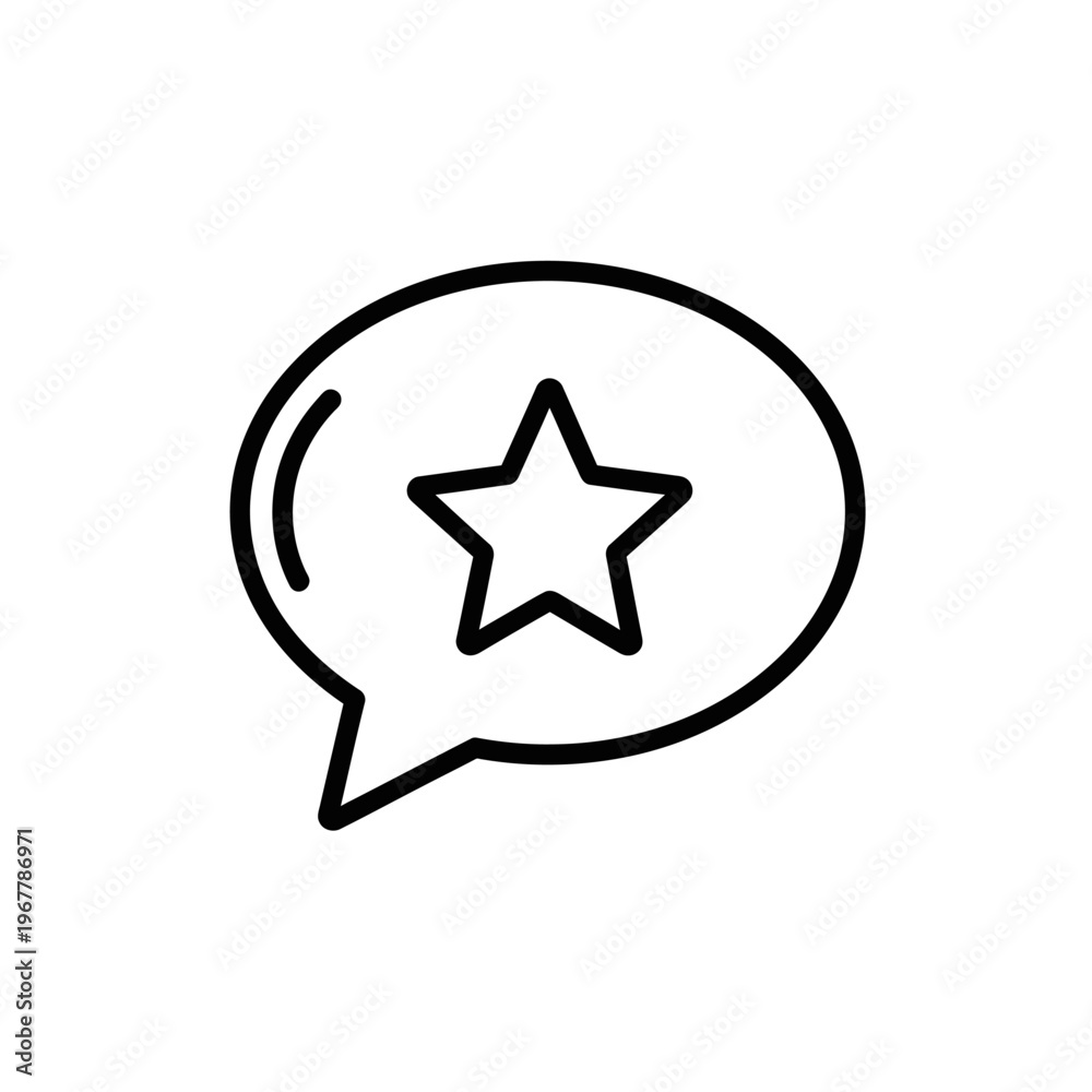 Obraz premium Line Icon of a Star Inside a Speech Bubble for Communication and Feedback